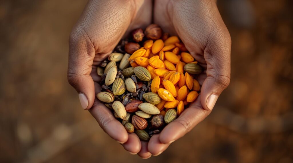 Fontes de proteína para cabelos e unhas fortes: ovos, frango e grão-de-bico.)